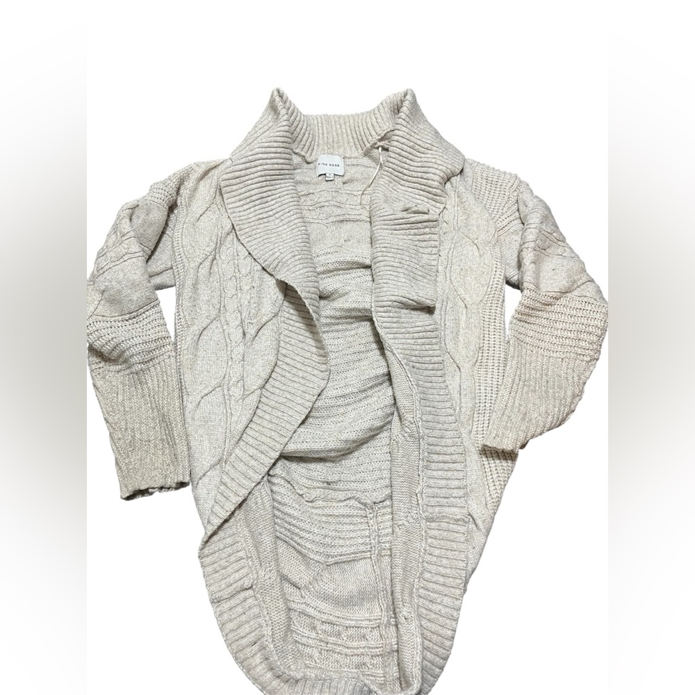 Pink Rose Women’s Beige Shawl Collar Cardigan